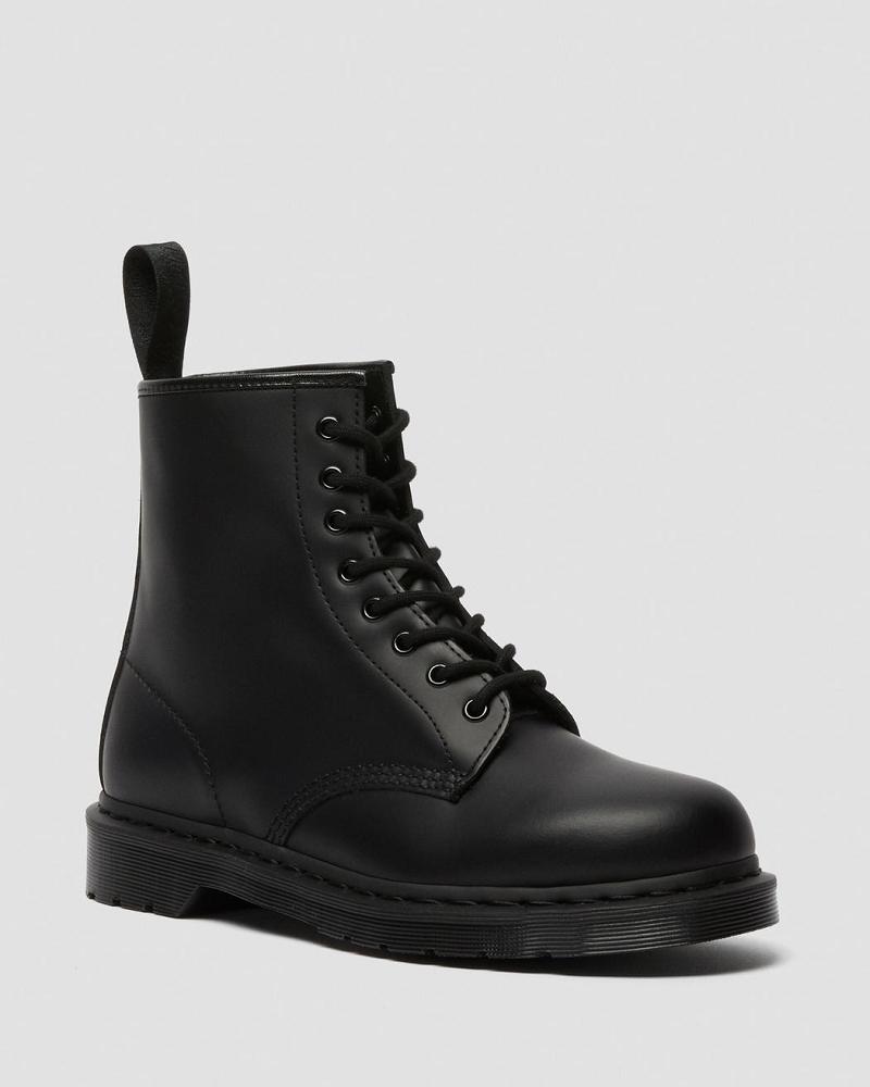 Black Men\'s Dr Martens 1460 Mono Smooth Leather Lace Up Boots | CA 519FDN